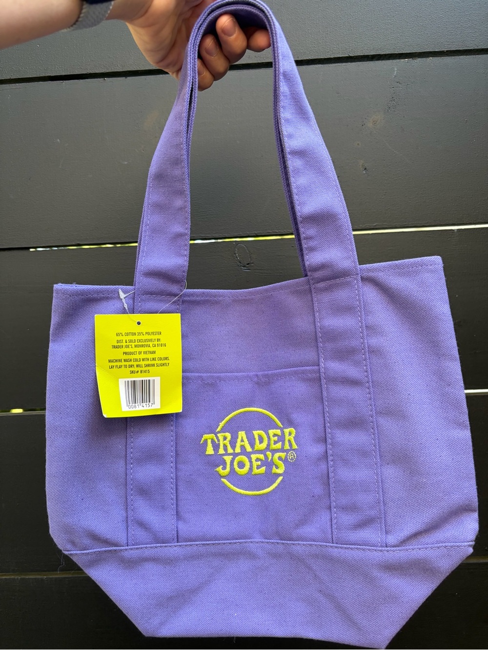 Trader Joe’s Purple Mini Canvas Tote Bag NWT